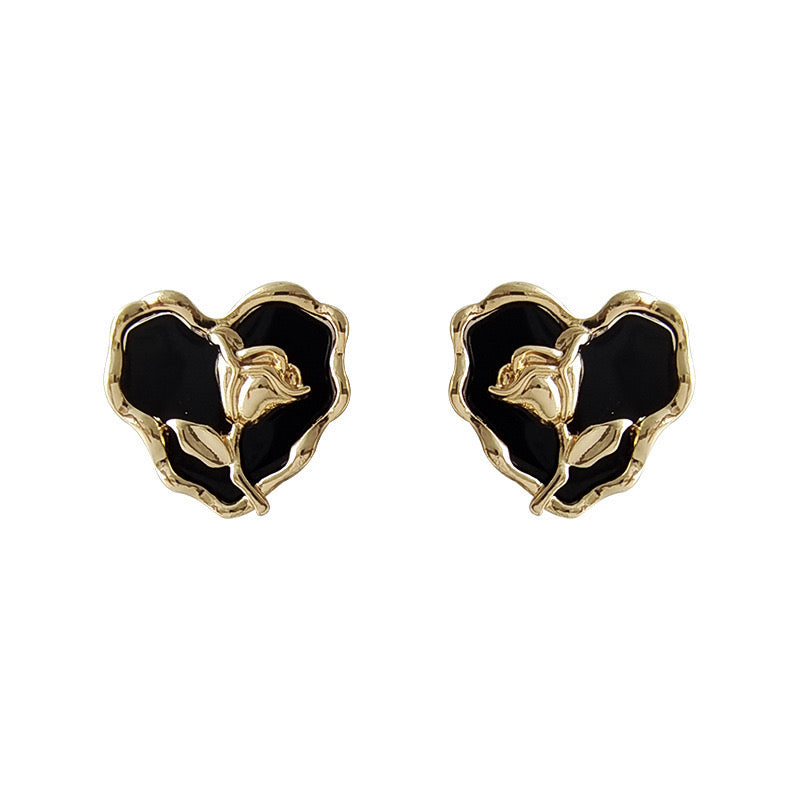 Golden Rose Heart Stud