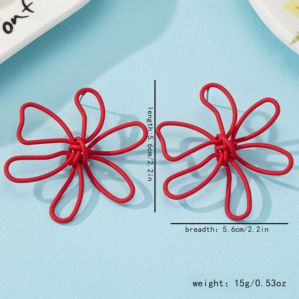 Red Oversized Flower Studs