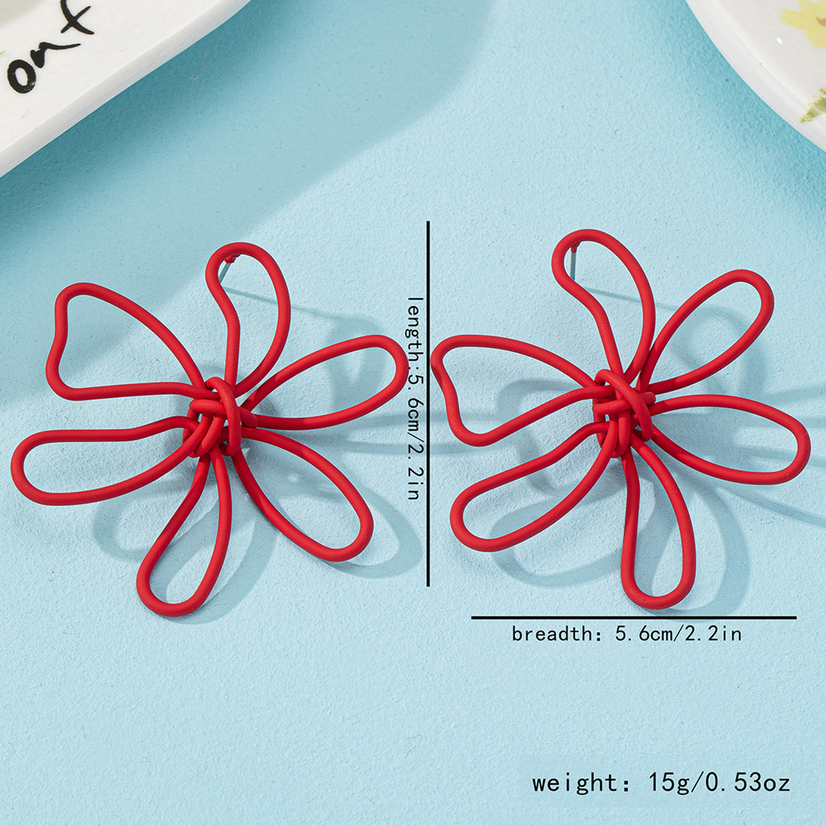 Red Oversized Flower Studs