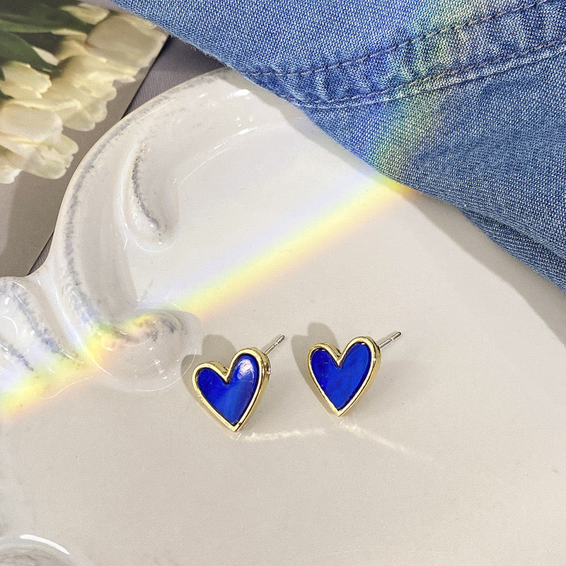Blu Heart Studs