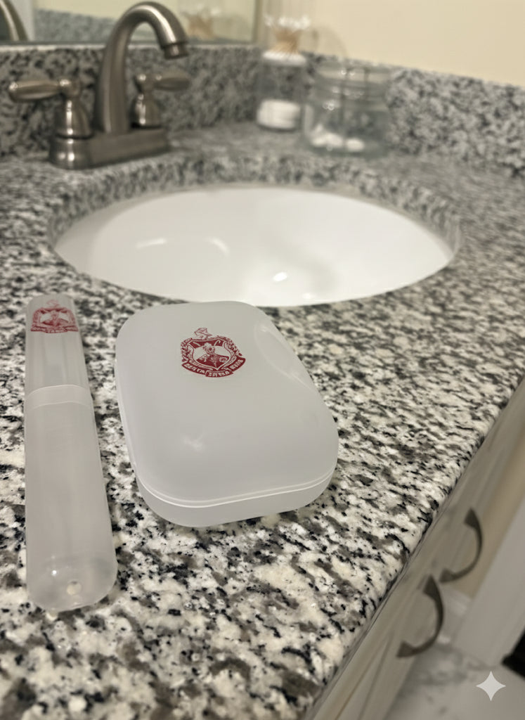 Sorority Travel Essentials Set: Toothbrush and Soap Holder