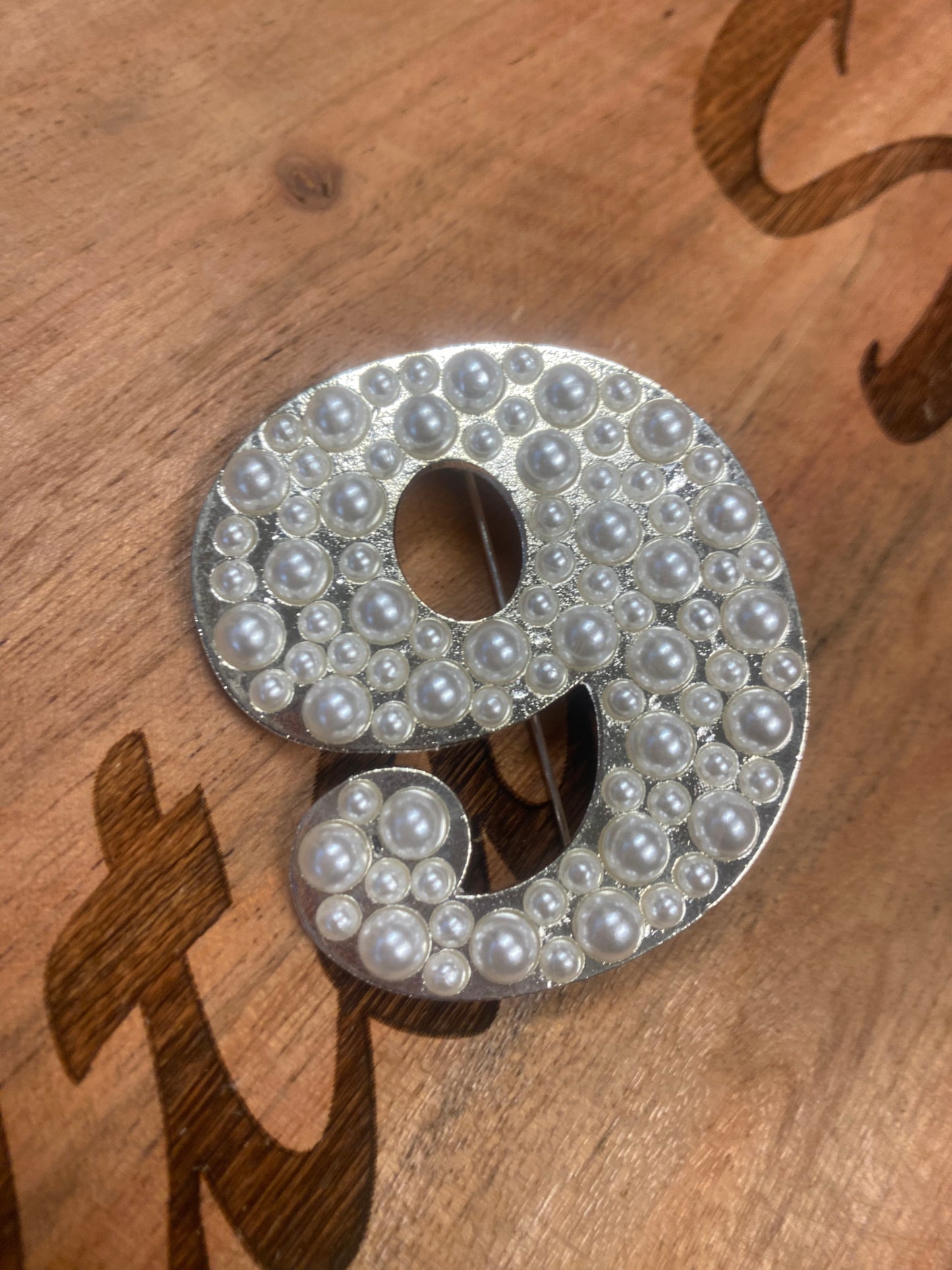 Number 9 Pearl Pin