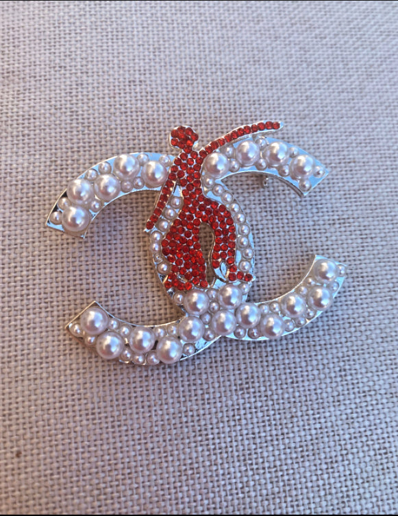 Multisized Pearls Crimson & Creme Fortitude Lapel Pin