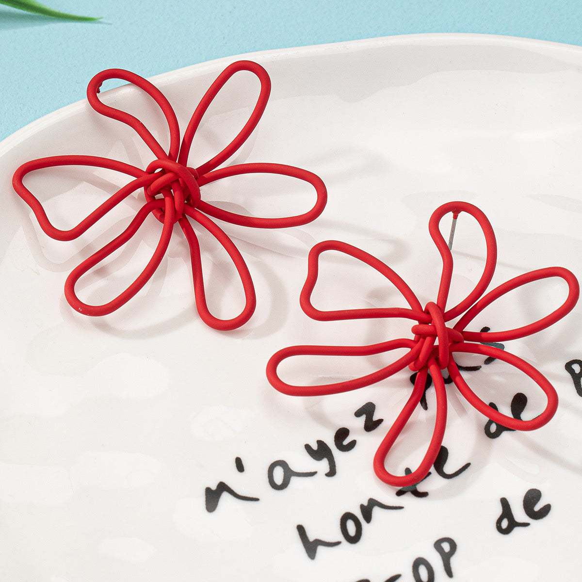 Red Oversized Flower Studs