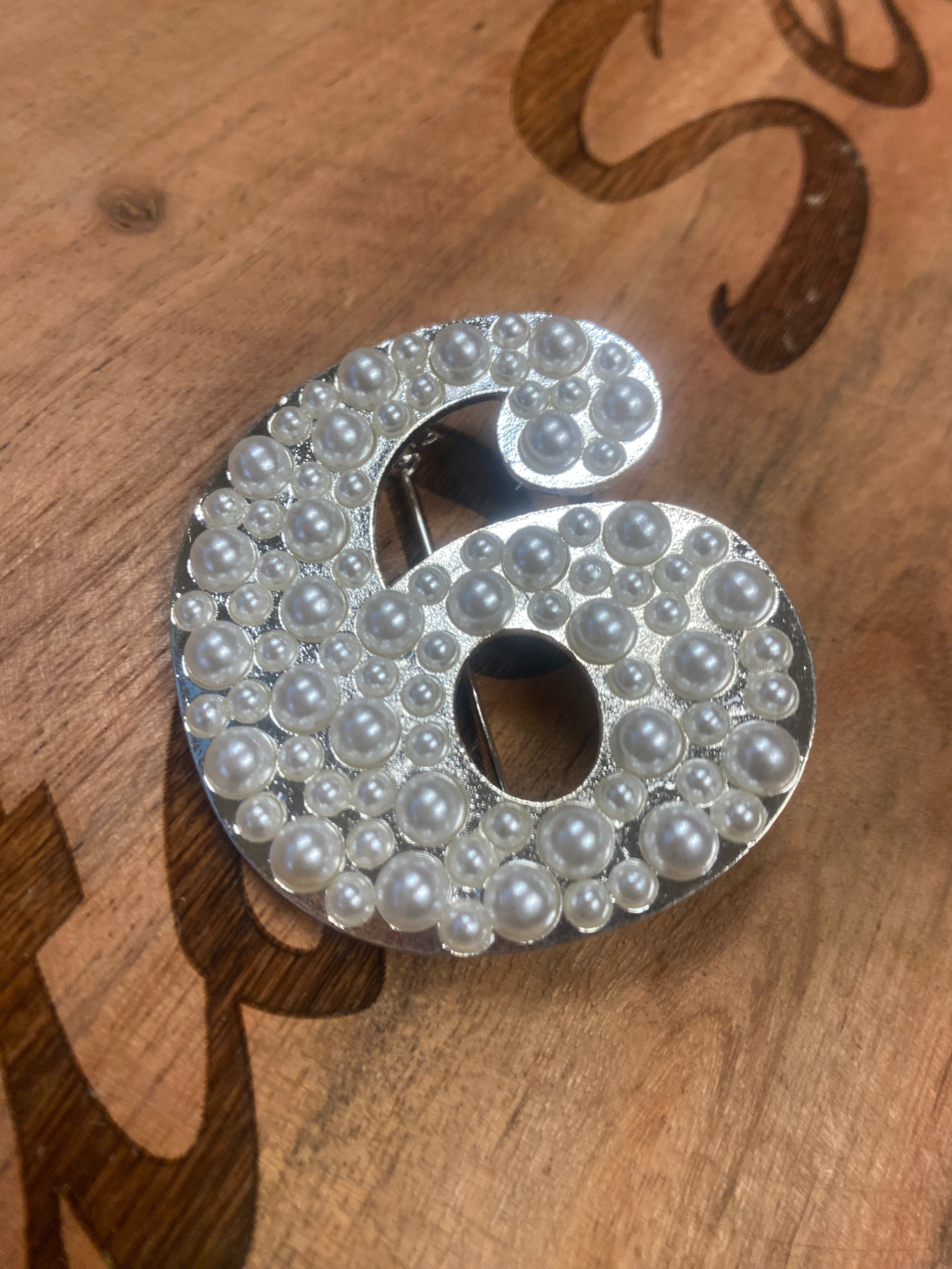 Number 6 Pearl Pin