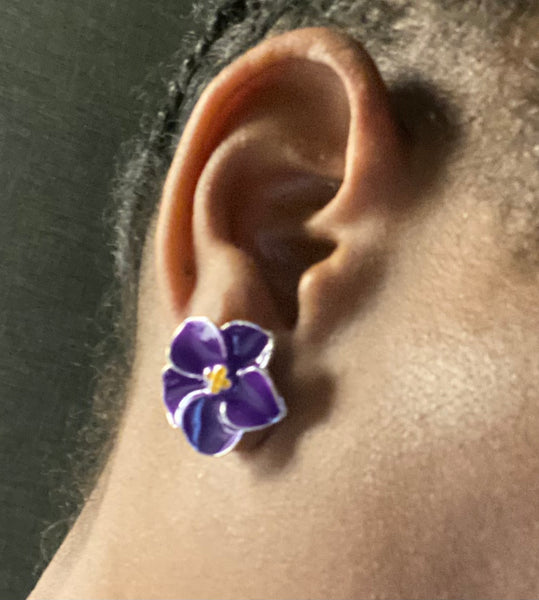 African Violet Ear Studs