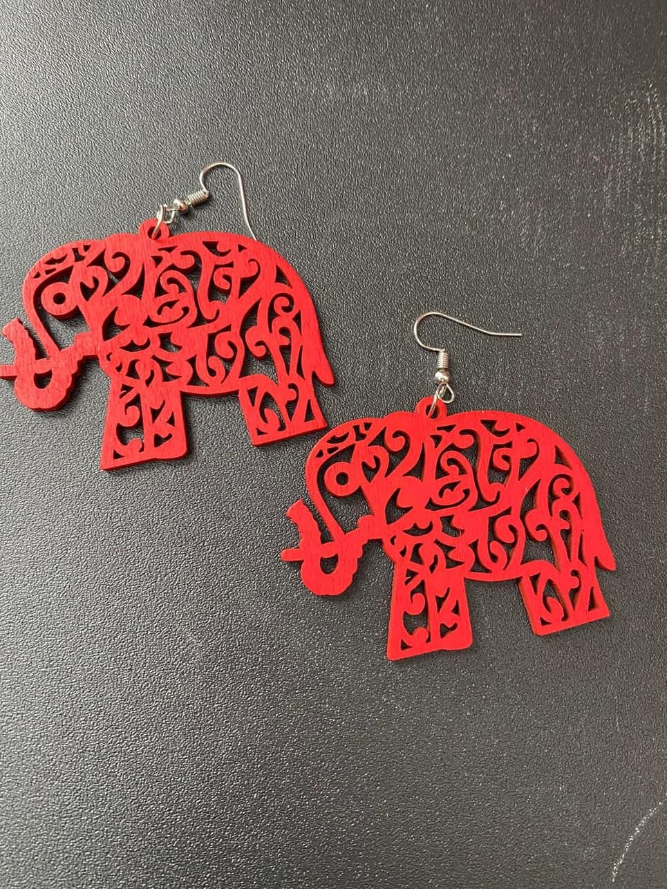 Lasered Elephant Earrings