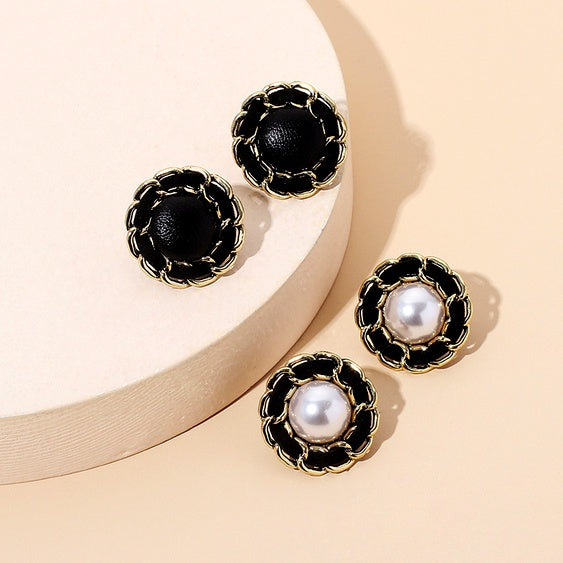 Pearl & Leather Studs