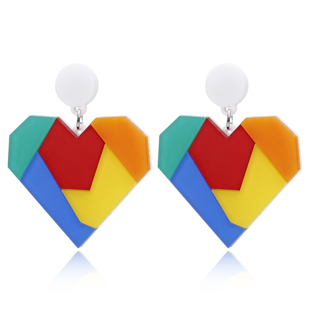 Colorful Heart Studs