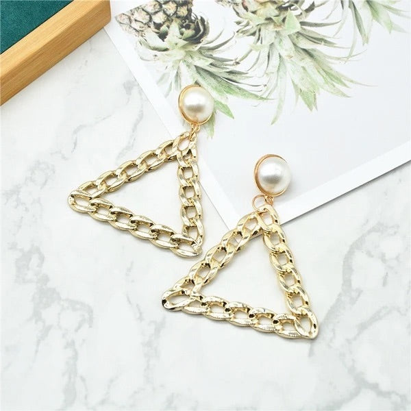 Stud Pearl Pyramid Earrings