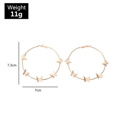 Gold Butterfly Hoops