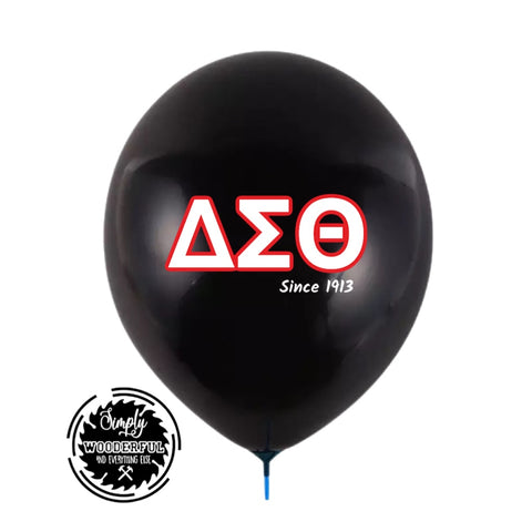 6 ΔΣΘ Black Latex Balloons