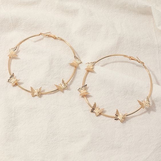Gold Butterfly Hoops