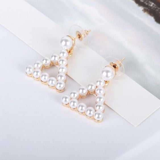 Pearl Pyramid Dangle Studs