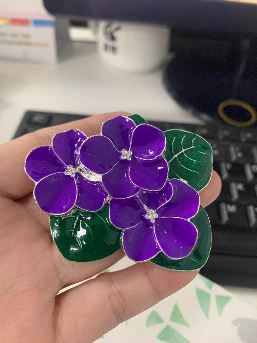 African Violet Brooch